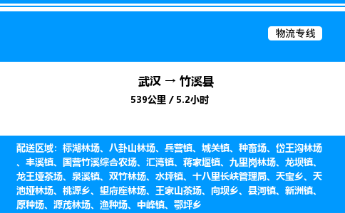 武漢到竹溪縣物流專線-武漢至竹溪縣貨運(yùn)公司